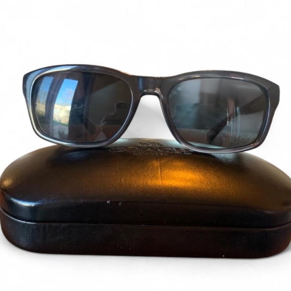 Coach Grey Sunglasses Rectangular Minimalist Clas… - image 2